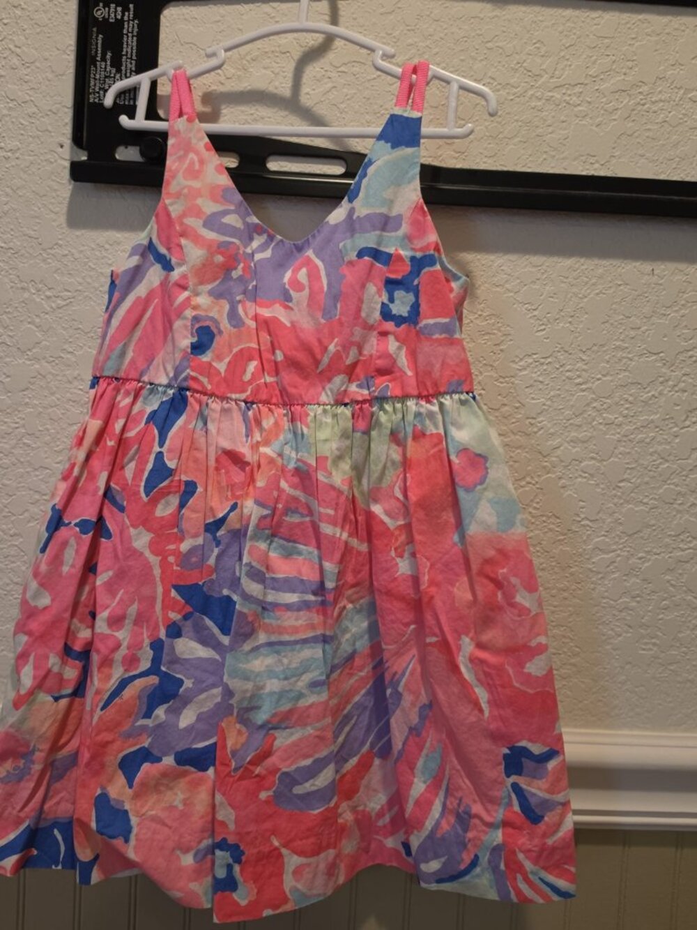 Lilly Pulitzer Girls Watercolor Floral Dress Ribbon Straps Size 4